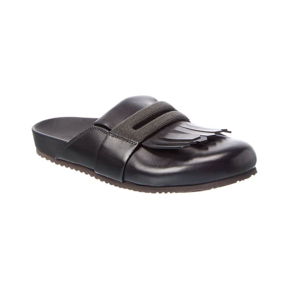Brunello Cucinelli Leather Mule, Black